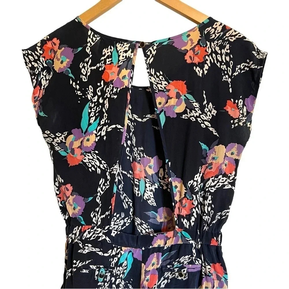 Yumi Kim Romper Silk Floral Navy Blue Size Small - Picture 6 of 11